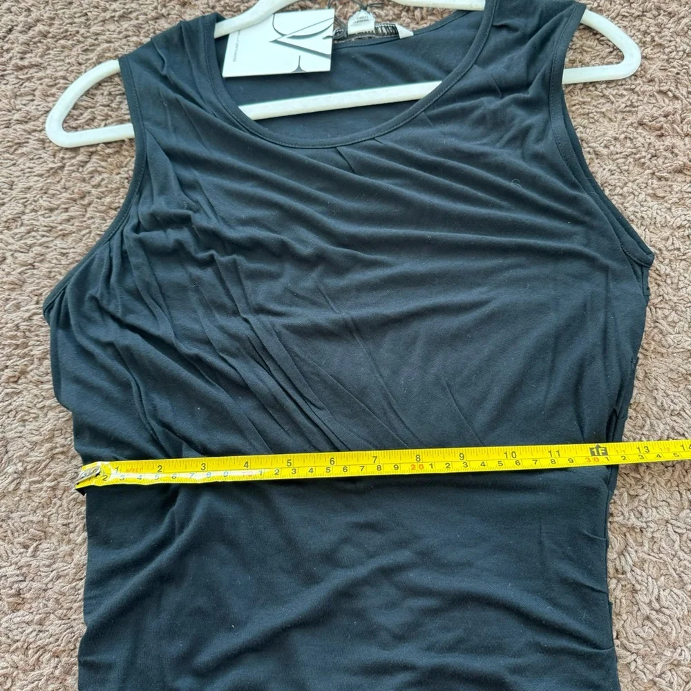 DIANE VON FURSTENBERG DVF Black Ruched Sleeveless Dress Silk Blend LBD M NEW - Picture 15 of 15